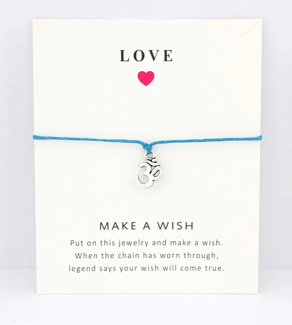 

Yoga om OHM Hamsa Fatima Hand Evil Eye Peace Charm Card Bracelets Purple Yellow Wax Cord Women Men Girl Boy Jewelry Gift Custom