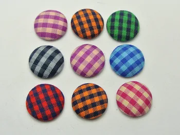 

50 Mixed Color Flatback Grid Fabric Covered Buttons Round 16mm for DIY Hair Clip