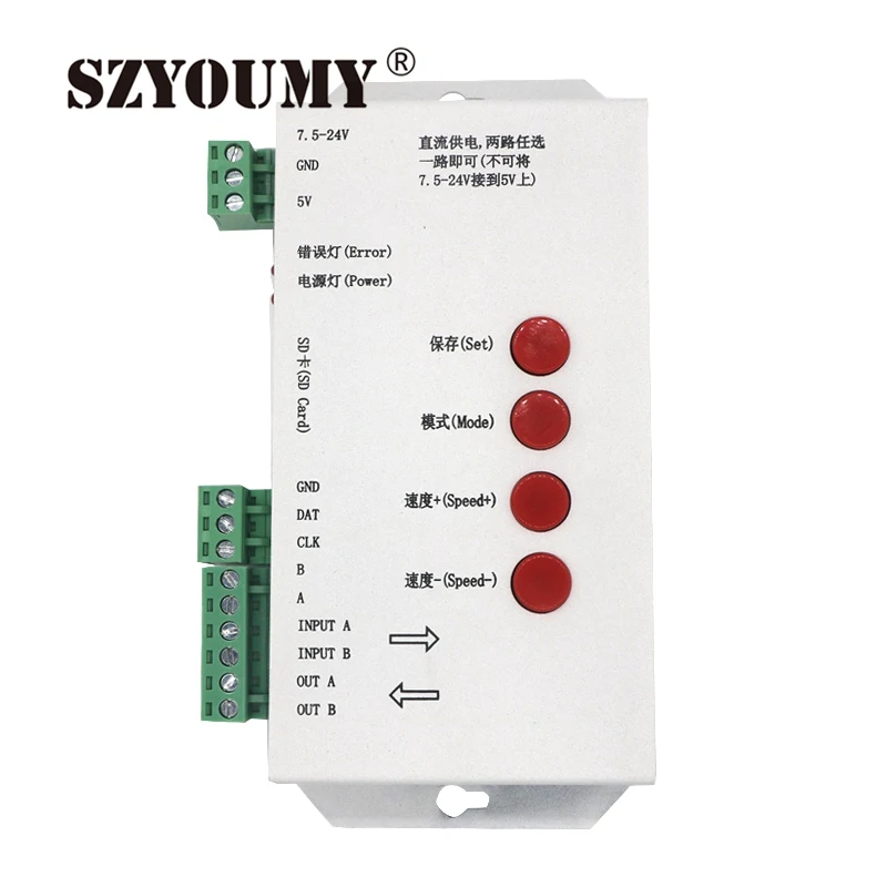 Полноцветный контроллер SZYOUMY T1000S для Pixel WS2811 WS2801 WS2812B LPD8806 6803 1903 улучшенная
