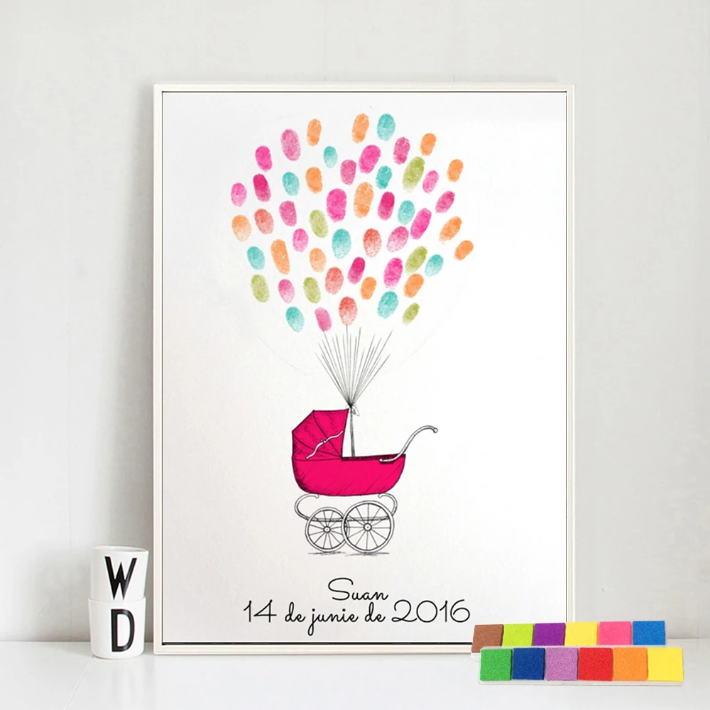 

Baby Shower Guest Book Birthday Party Decor DIY Kids Fingerprint Canvas Painting Baptism first communion boy personalized