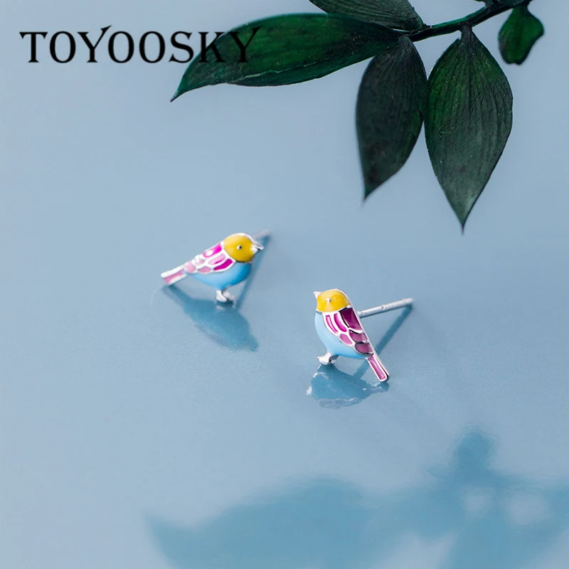 Женские серьги гвоздики TOYOOSKY из серебра 100% пробы с матовой маленькой