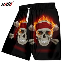 UJWI человек Harajuku свободные пляжные шорты 3D красное пламя черепа мужские любимые шорты поставщики повседневные лучшие продажи 5XL