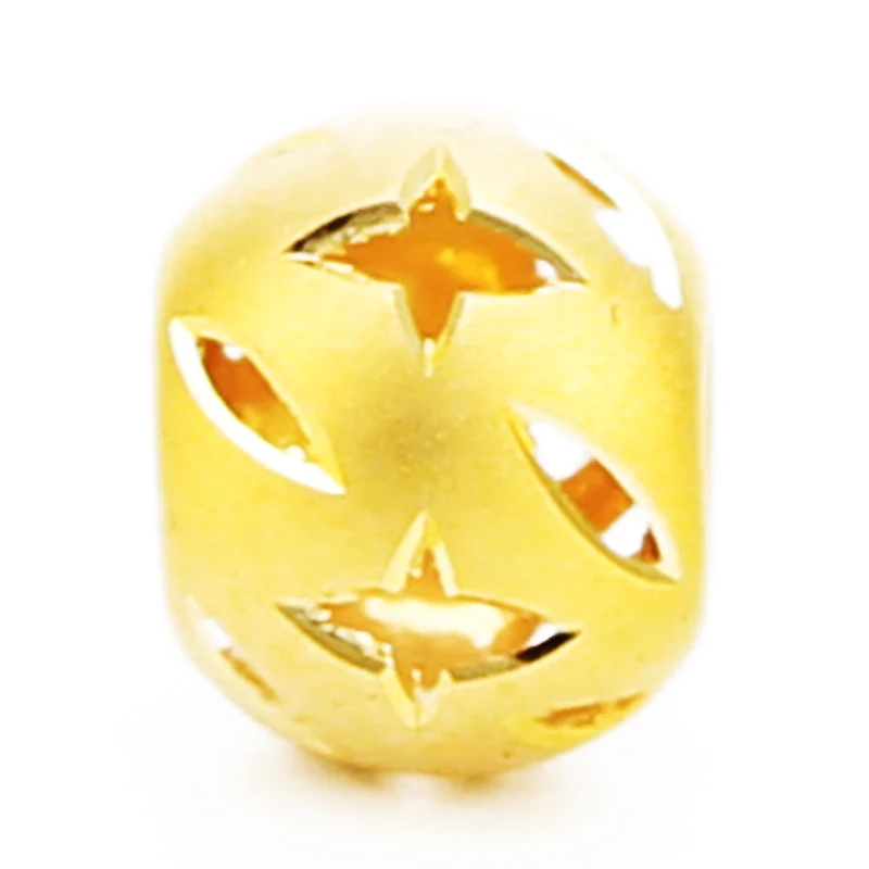 Чистый 24 K желтый золотой браслет 999 золотой полый звезда 8 мм шаровой браслет