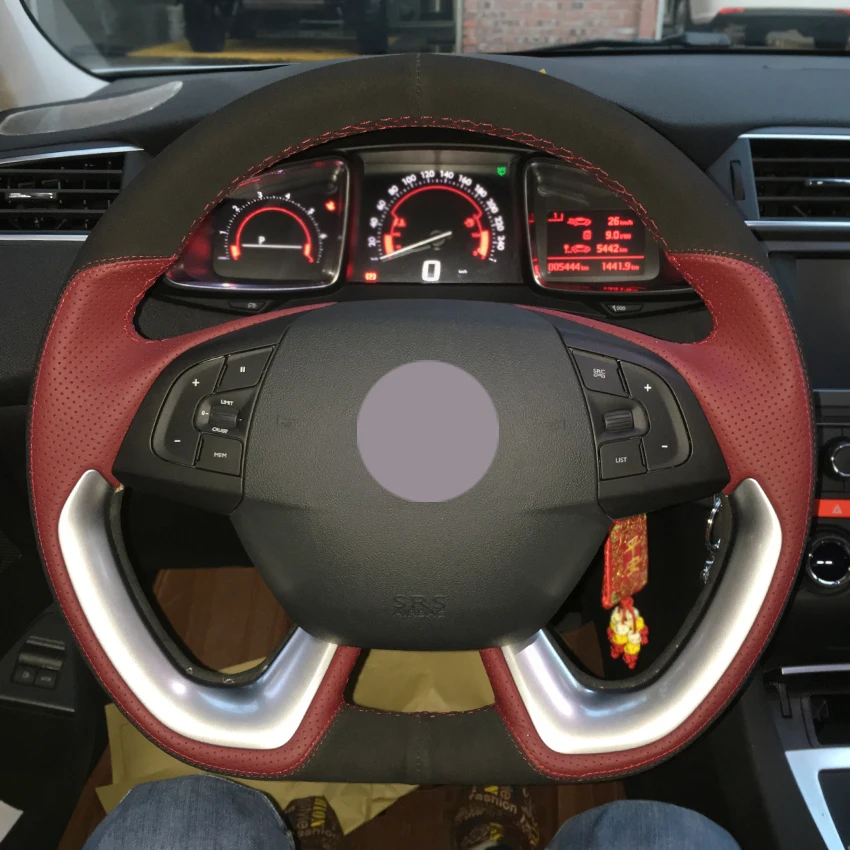 

Black Suede Wine Red Leather Black Leather Orange Leather Car Steering Wheel Cover for Citroen DS5 DS 5 DS4S DS 4S