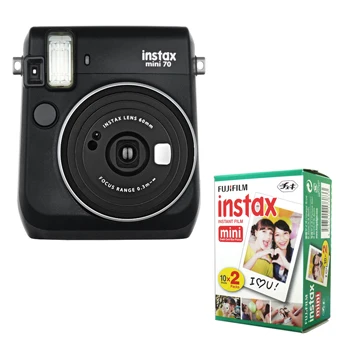 Fujifilm Instax Mini 70 мгновенная пленка камера 6 цветов со стильным плечевым ремнем+ Fuji 20 пленка мгновенная фотография - Цвет: Black