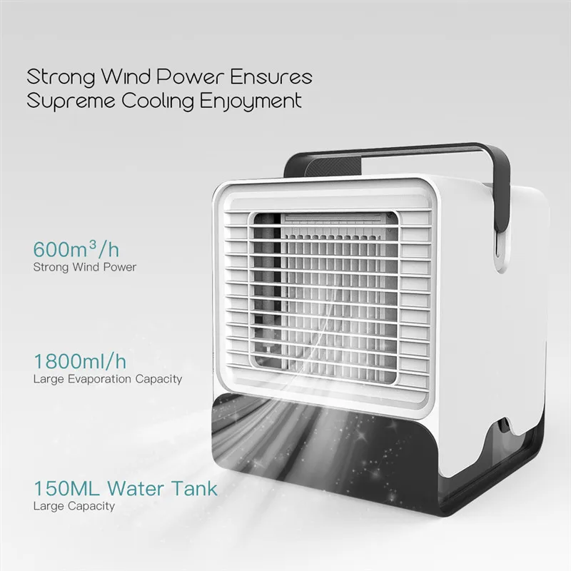 

Mini Anion Air Cooler Fan Personal Portable Air Conditioner Cooling Humidifier Purifier LED USB Table Desk Fan for Home Office35