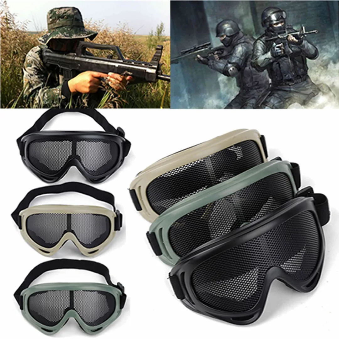 Outdoor Eye Protective Comfortable Airsoft Safety Tactical Eye Protection Metal Mesh Glasses Goggle 3Color