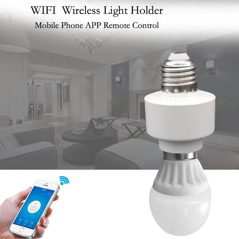 

Wifi Wireless Smart Light Bulb Socket Screw Light Lamp Bulb Holder Cap Socket Support E27 E26 Home Use