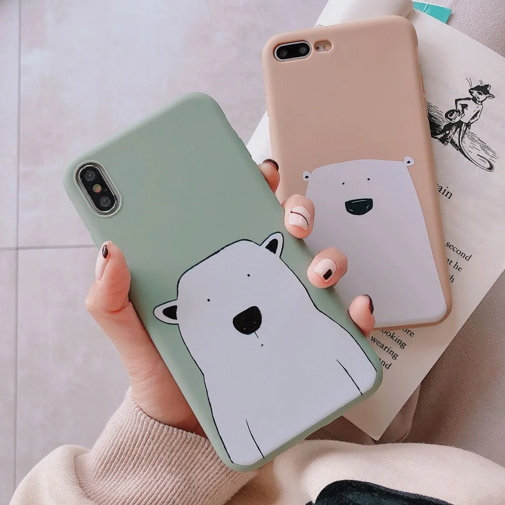 

Lovely Carton Bear Phone Case For Iphone X XS Max XR 8 7 6 6S Plus Cases Shockproof Full Soft Cover For Iphone 7 8 Plus Fundas