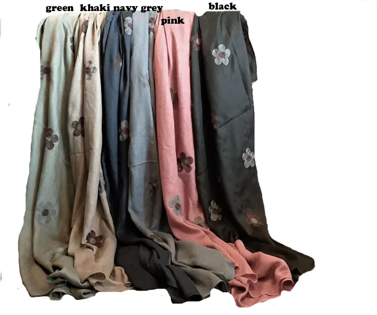 

2018 Fashion Newest Women Floral Embroidery Pattern Cotton Scarf Shawls 6Colors 10pcs/lot