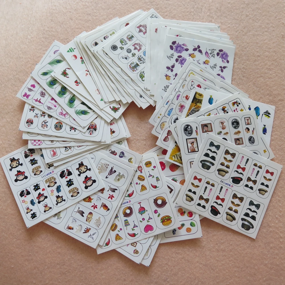 

50PCS/lot Nail Art Cute BOP Series Different Designs Mixed Water Decal Nail Art Water Sticker without package