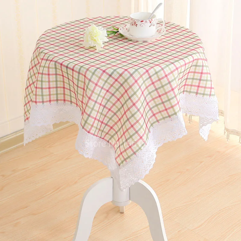 Linen Table Cloth Woven Plaid Pastoral 3Colors Tablecloth Round On The Table Nappe Manteles Para