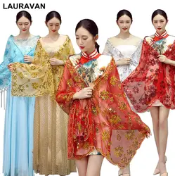 Для женщин длинной кисточкой цвета: золотистый, серебристый красный кружево платок с пайетками для платье Чонсам обёрточная бумага пр