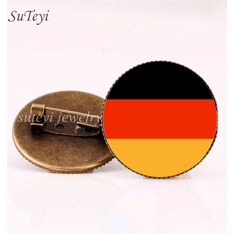 

SUTEYI Bosnia and Herzegovina Flag High Quality Picture Brooch Denmark/Germany/Russia Badges Pins Brooches Glass Women Jewelry