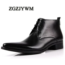 ZGZJYWM модные классические винтажные ковбойские Полусапоги с острым носком; повседневные Дизайнерские Мужские модельные ботинки из натуральной кожи коричневого/черного цвета