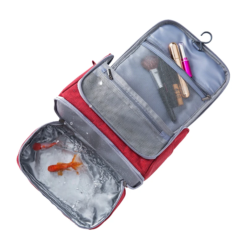 متعددة الوظائف شنقا التجميل تخزين مقسم حقيبة النساء الرجال طبقة مزدوجة الجمال ماكياج الحقيبة حالة اكسسوارات لوازم السخافات