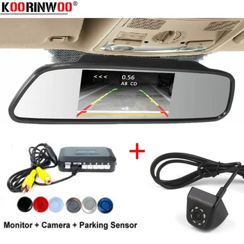

Koorinwoo Ultrasonic Car Parking Sensors Alert Buzzer Probes Backlight Display Car Rear view camera Monitor Mirror Car detector