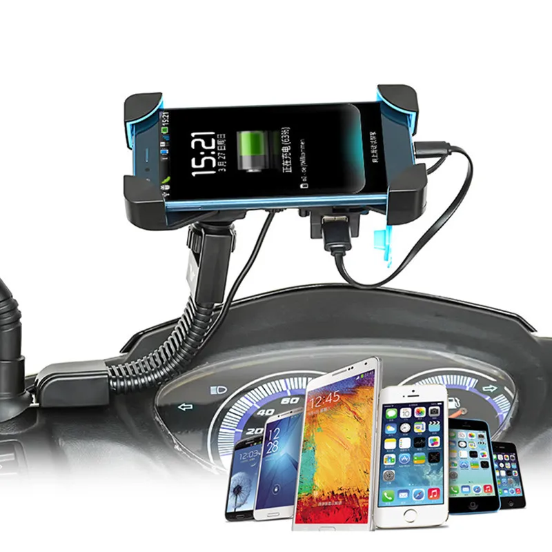 Держатель для мобильного телефона для мотоцикла, зарядное устройство с поддержкой электровелосипеда, держатель для смартфона для мобильных телефонов, зарядное устройство для скутера, 3,5-7 дюймов