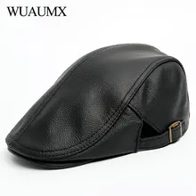 Wuaumx, высокое качество, натуральная кожа, береты для мужчин, остроконечная шапка, весна-осень, Воловья кожа, береты, шапка, утка, шапка для мужчин