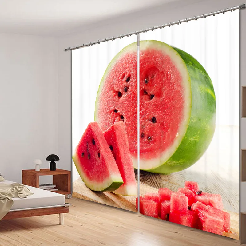 

Kitchen Luxury Blackout 3D Window Curtain Living Room Bedroom Customized size Drapes Rideaux Cortina watermelon print pillowcase