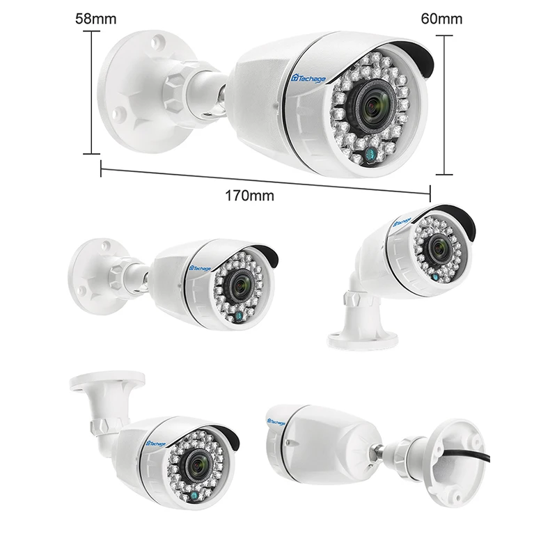  Techage CCTV Camera System 4CH 1080P 2MP AHD Security Camera DVR Kit IP66 Waterproof Outdoor Home V - 32825698436
