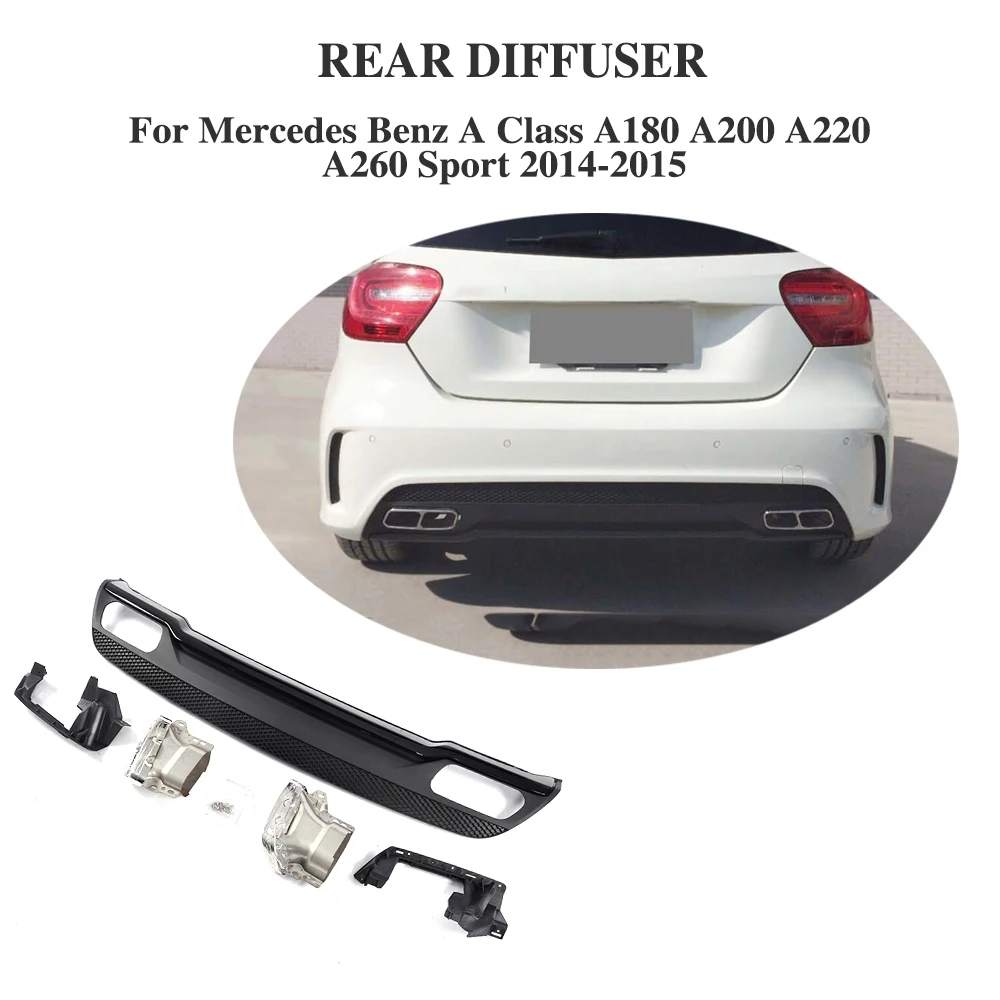 PP Rear Bumper Lip Spoiler Diffuser With Exhaust Muffler For Mercedes