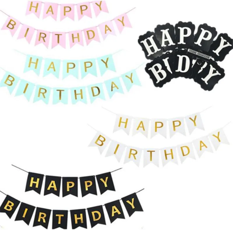 

1Set Paper Happy Birthday Banner Party Decorations Kids Garland Children Baby Boy Girl Child Bunting Adult Favors Supplies