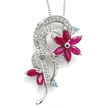 

Collier Collares Qi Xuan_Red Stone Flower Pendant Necklaces_Real Necklaces_Quality Guaranteed_Manufacturer Directly Sale
