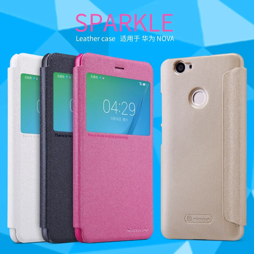 

flip Case for Huawei Nova NILLKIN sparkle PU leather flip cover smart wake up window for Huawei Nova 5.0 inch