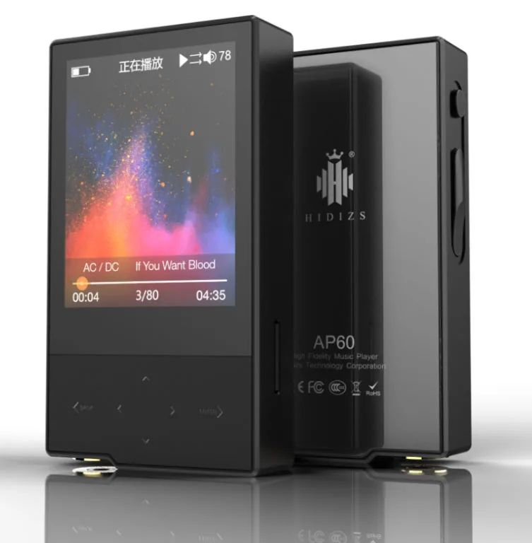 Hidyzs AP60 новая версия AP60II HiFi портативный Bluetooth 4,0 Apt-x DSD USB DAC FLAC MP3 музыкальный плеер AKM4452VN MAX97220A AP60 II - Цвет: Черный