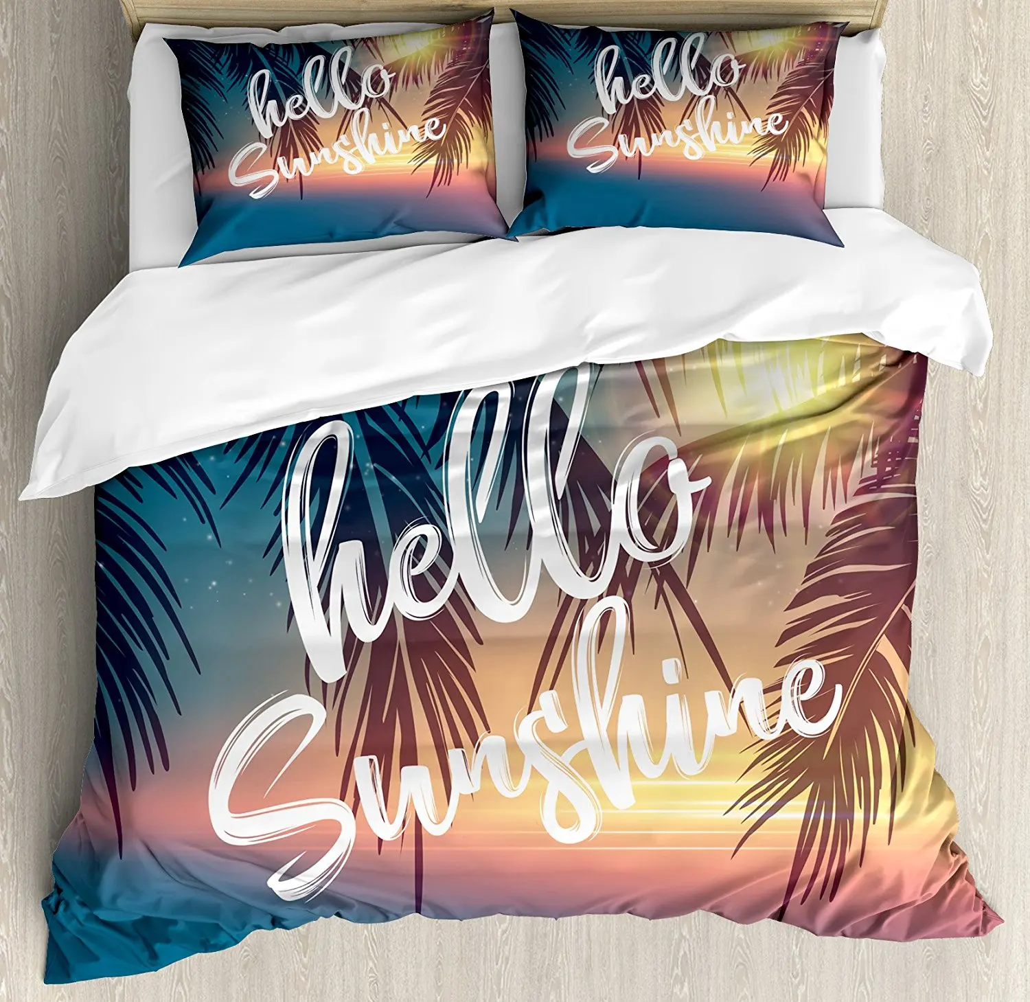 Hello Sunshine пододеяльник набор мечтательный тропический пляж с абстрактным закатом