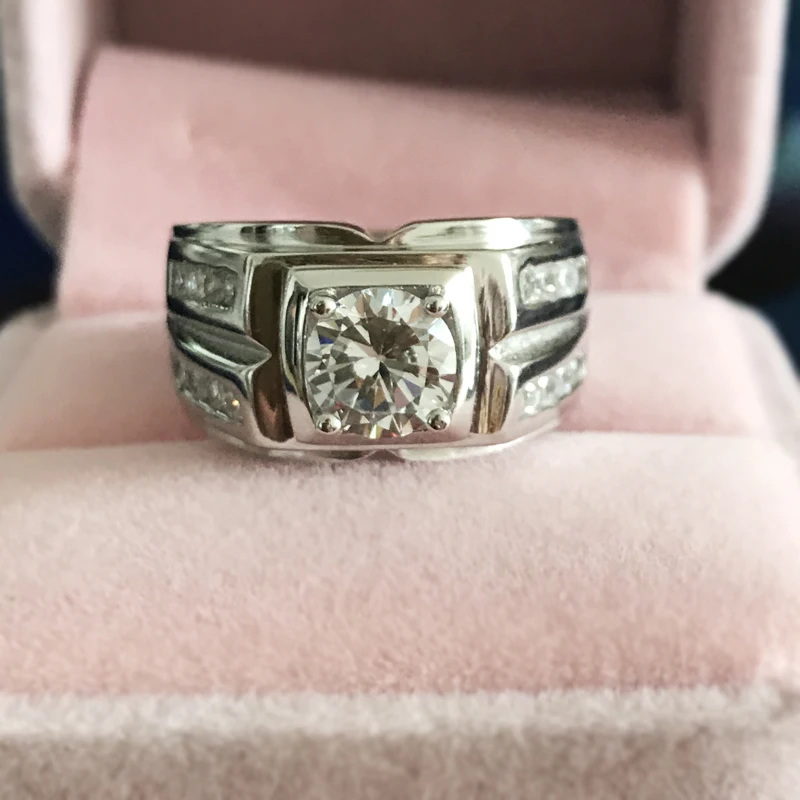 YANHUI Original Natural 925 Silver Rings For Men Sona 1 Carat Diamant Engagement Rings Cubic Zirconia Wedding Rings Men Jewelry