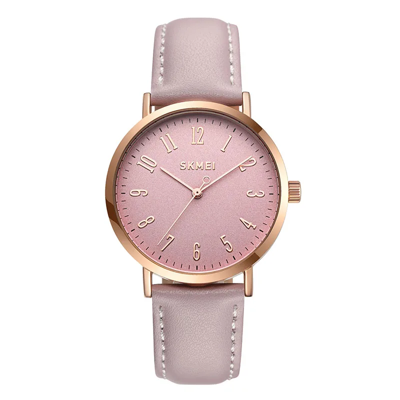 SKMEI женские часы модные женские часы для женщин кожаные часы платье наручные часы Роскошные Relogio Feminino Bayan коль Saati - Цвет: Pink Watch
