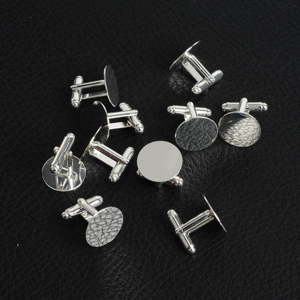 Wholesale 50Pcs/Lot 16mm DIY Silver Plated Round Metal Cufflink Backs
