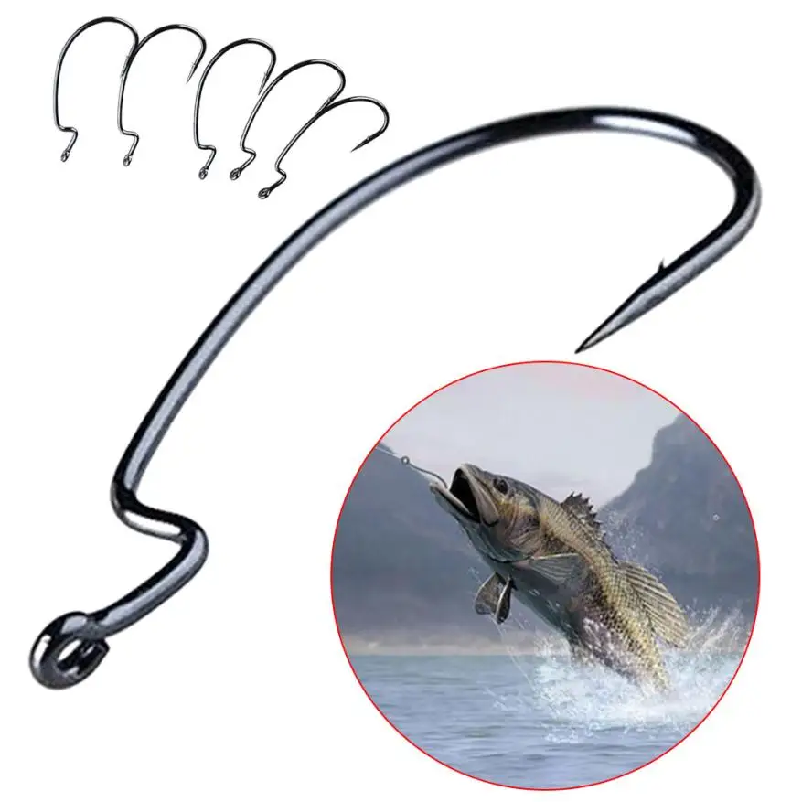 Buy AT Worm Hook Jig Big Fishing Hook Fishhook High carbon jig head Steel Big
