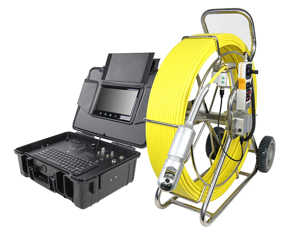 

Pan Tilt Rotate Pipe Drain Sewer Duct Video Inspection Camera System W/50mm Camera Meter Counter 9inch Touch Screen Monitor 60m