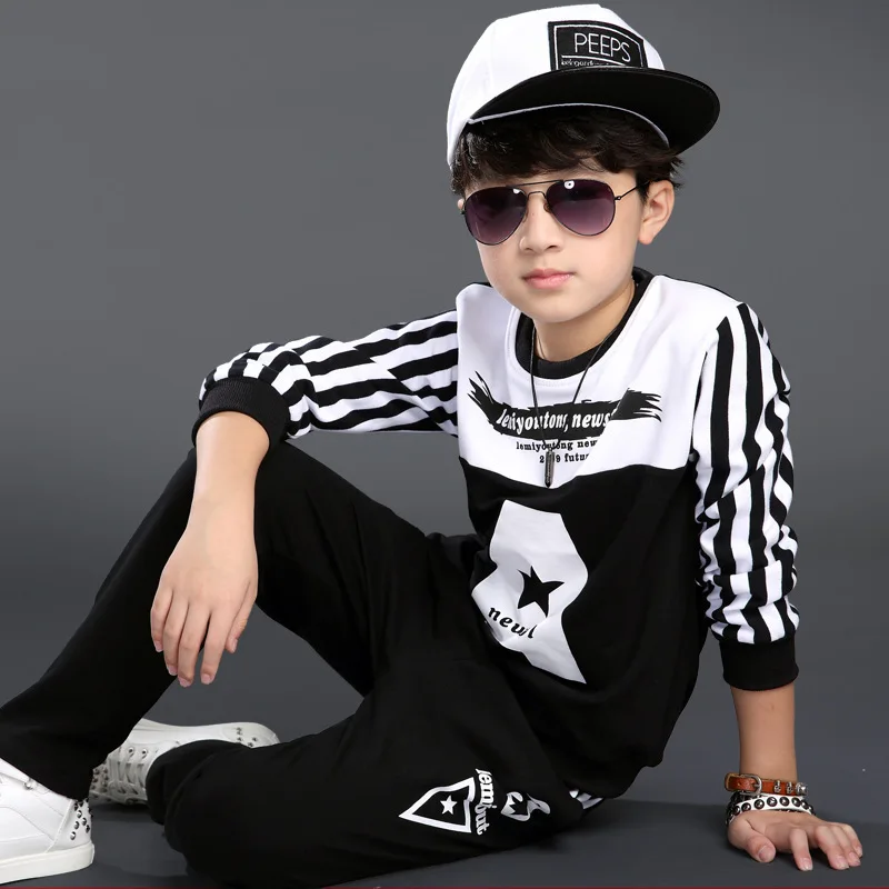 Letter Boys Clothing Set Pullover O Neck T Shirt Pants 2016 Spring Autumn Children s Sports