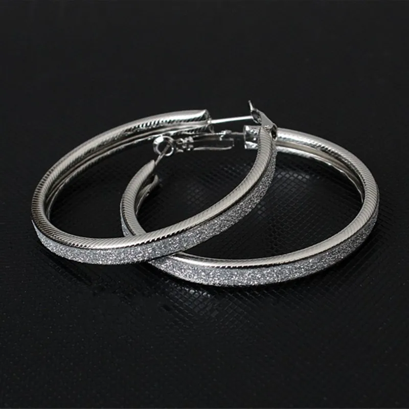 

2019 Unique design grinding earrings exaggerated frosted round earring large rock and roll nightclub circle earrings