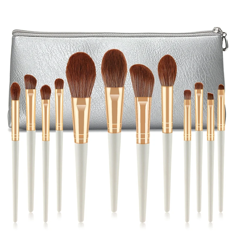 

1 Set 12 Pcs Makeup Brushes Eyeshadow Blending Eyeliner Eyelash Eyebrow Face Brushes For Make Up Portable Face Brush