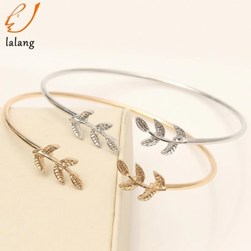 

NEW Summer Popular Accessories Metal Cuff Bracelets Vintage Sweet Leaf Open Adjustable Fashion Bracelet Birthday Gift