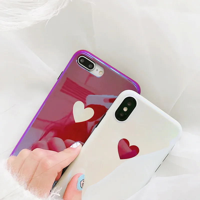 Милый белый чехол для телефона Blu-Ray Love heart iPhone 7 Puls 6 6S 8 X XS Чехлы MAX XR винно-красный