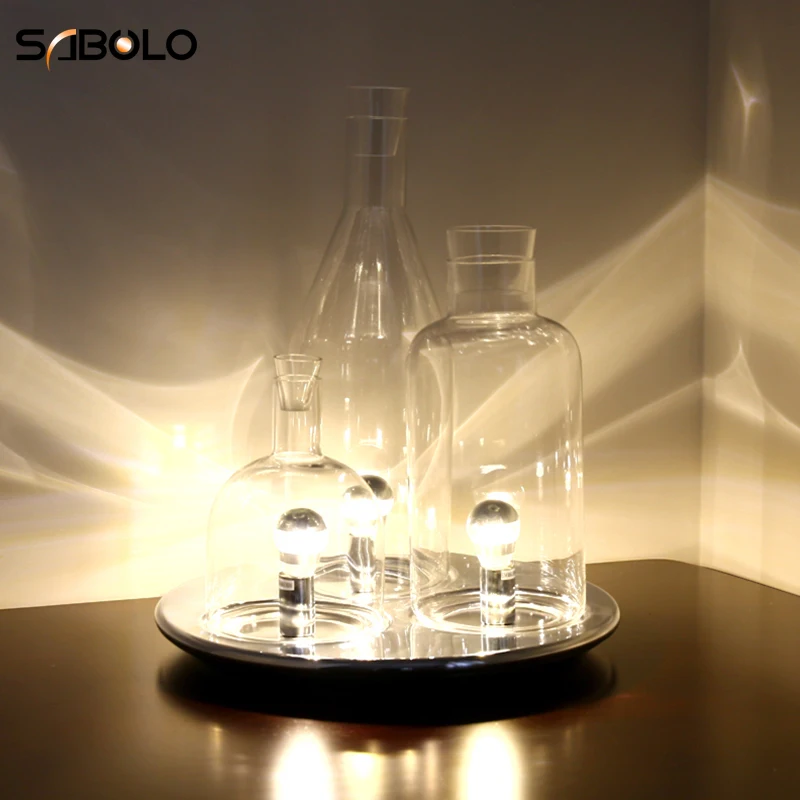 

Clear Glass Table Lamp Art Decoration Style Glass Material G4 Light Source Home Bar Night Light Table Lamps For Living Room