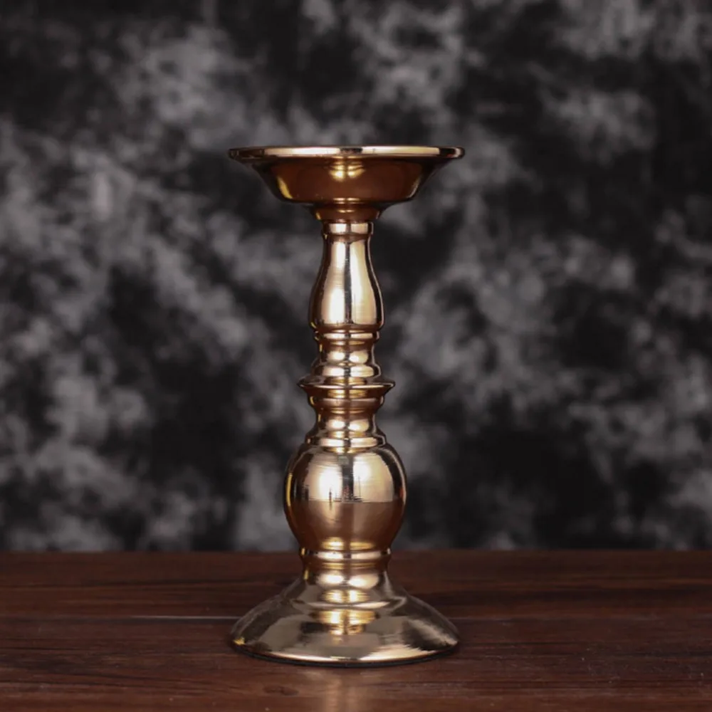 European Style Candle Holder Gold Metal Candlestick for Wedding Centerpiece Home Decorative Ornaments