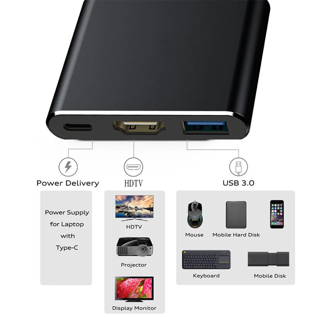 USB 3.0 Type C в серый цвет Φ 4K HDMI 3 1 Кабель адаптер концентратора для Apple Женский