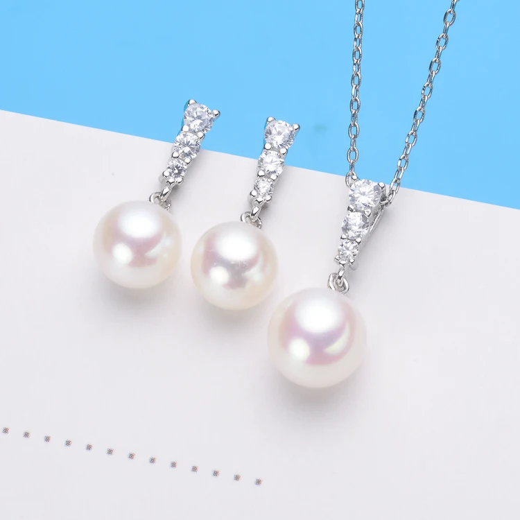 

S925 Sterling Silver Pearl Party Necklace Earrings Set Mounts Findings Beautiful Jewelry Set Parts Fittings Women's Accessories