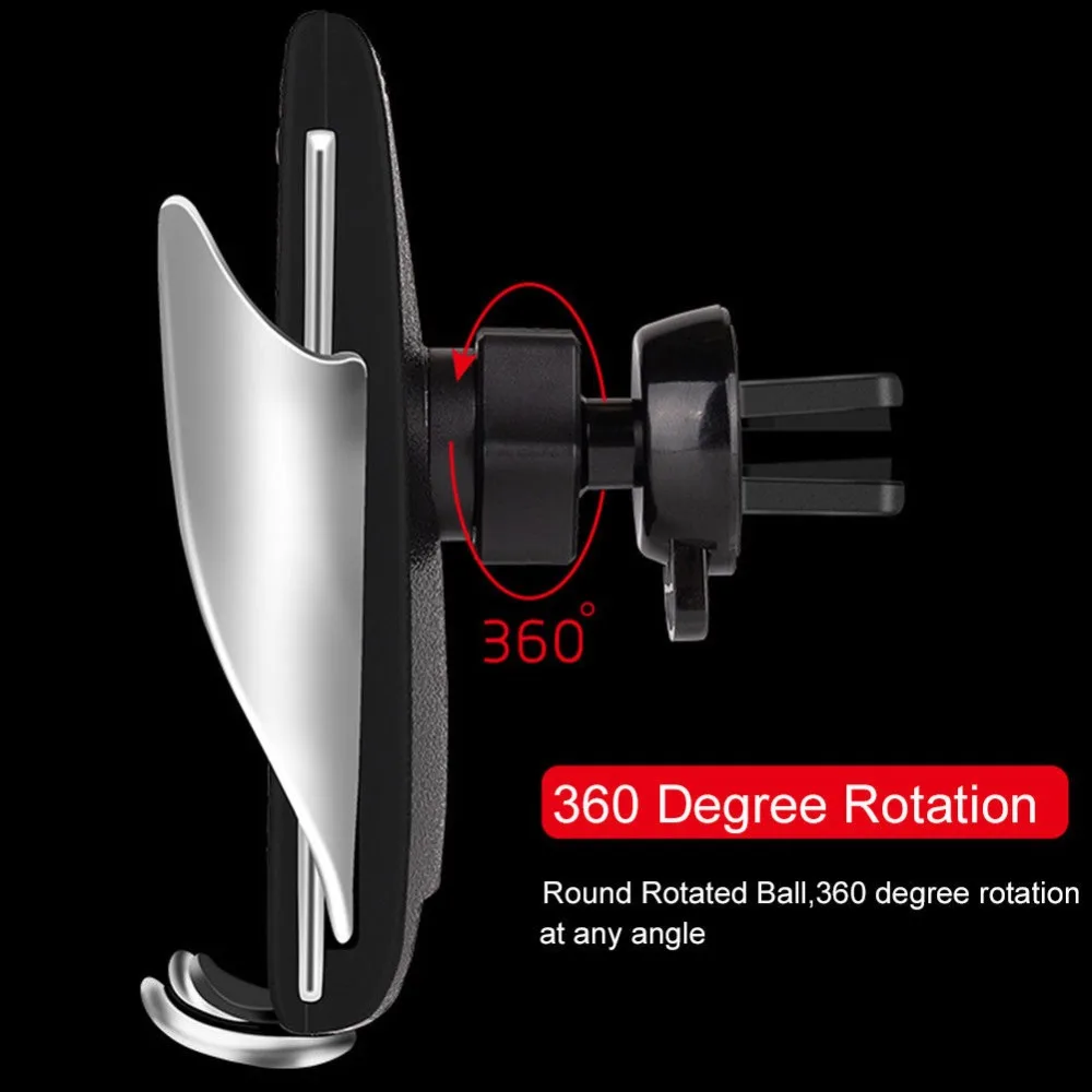 Автоматическое зажимное автомобильное беспроводное зарядное устройство с поворотом на 360 градусов для iphone XR XS MAX samsung S9 S8 Note 9 Qi держатель на вентиляционное отверстие