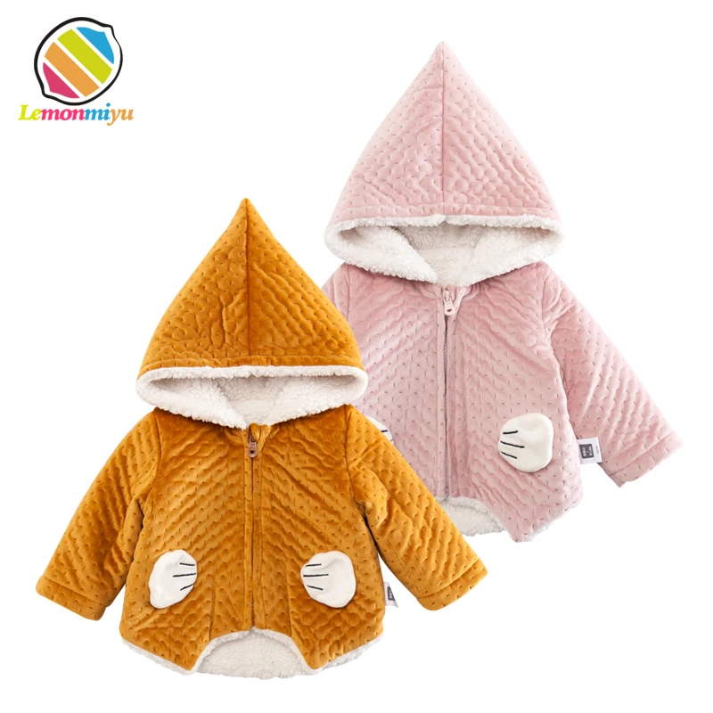  Lemonmiyu Baby Winter Fleece Coat Warm Hooded Toddler Cartoon Jackets Newborn Plus Velvet Thicken I