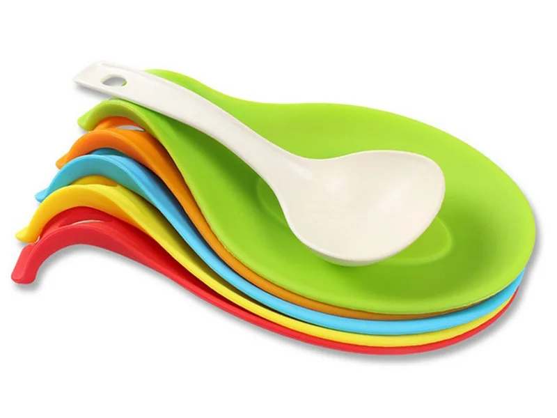 1pc Silicone Spoon Rest Heat Resistant Spatula Holder Tableware Placement Mat Kitchen Cooking Tools (2)