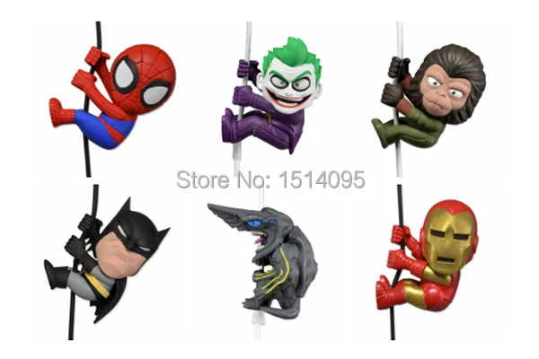 

6pcs/set NECA Scalers Spiderman Batman The Joker Iron Man Knifhead Cornelius Collectible Mini Figure Toys 2" IM023