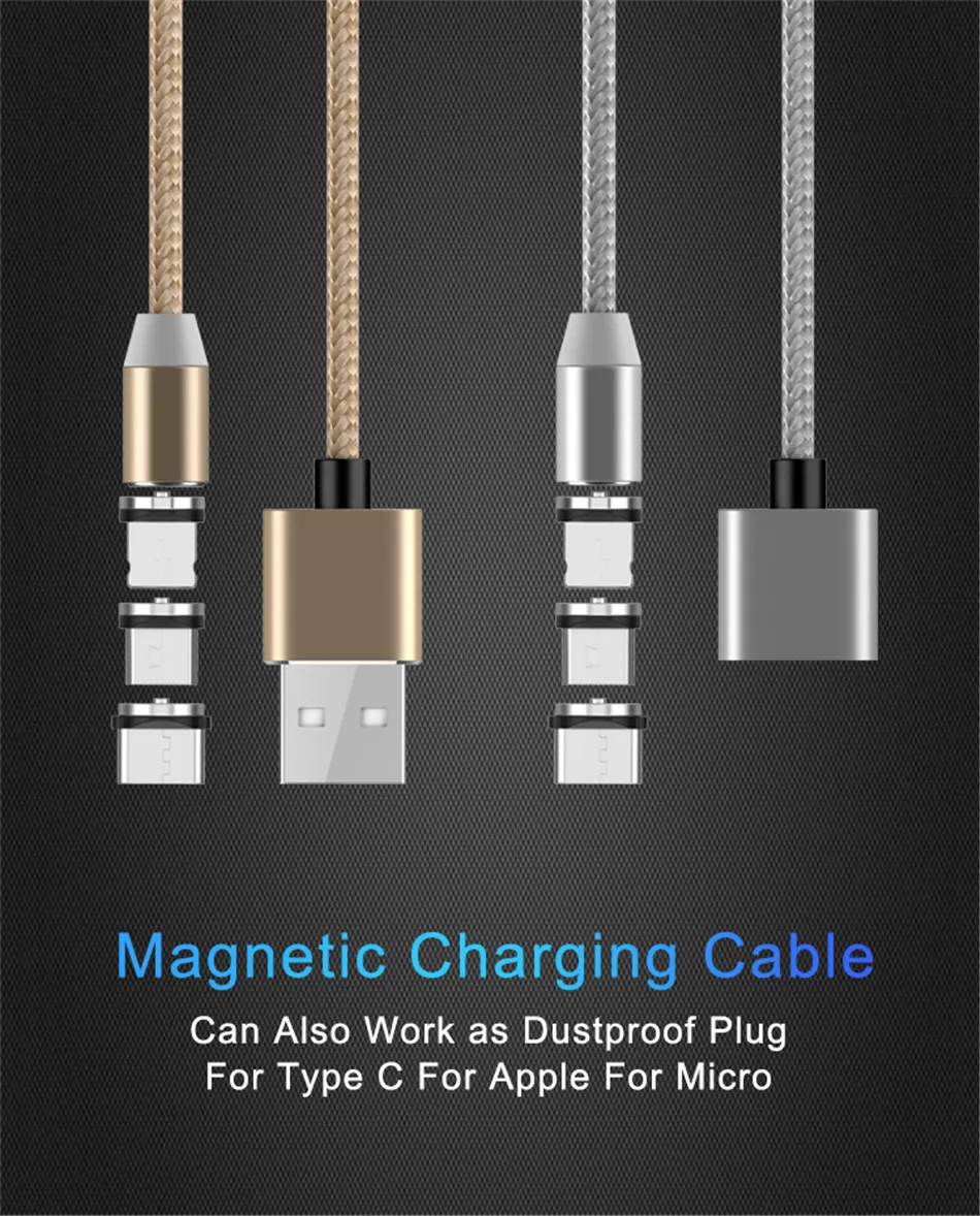 NOHON LED Magnetic Charge Cable Lighting Micro USB Type C Phone Cable For iPhone X 7 8 6 Xiaomi 1m Fast Charge Magnet Charger 1M (5)
